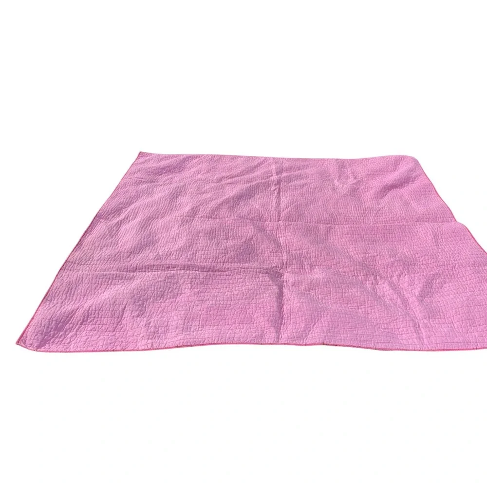 Unbranded Kantha Quilt Full Queen Pink Reversible Hand Stitched Cotton Good